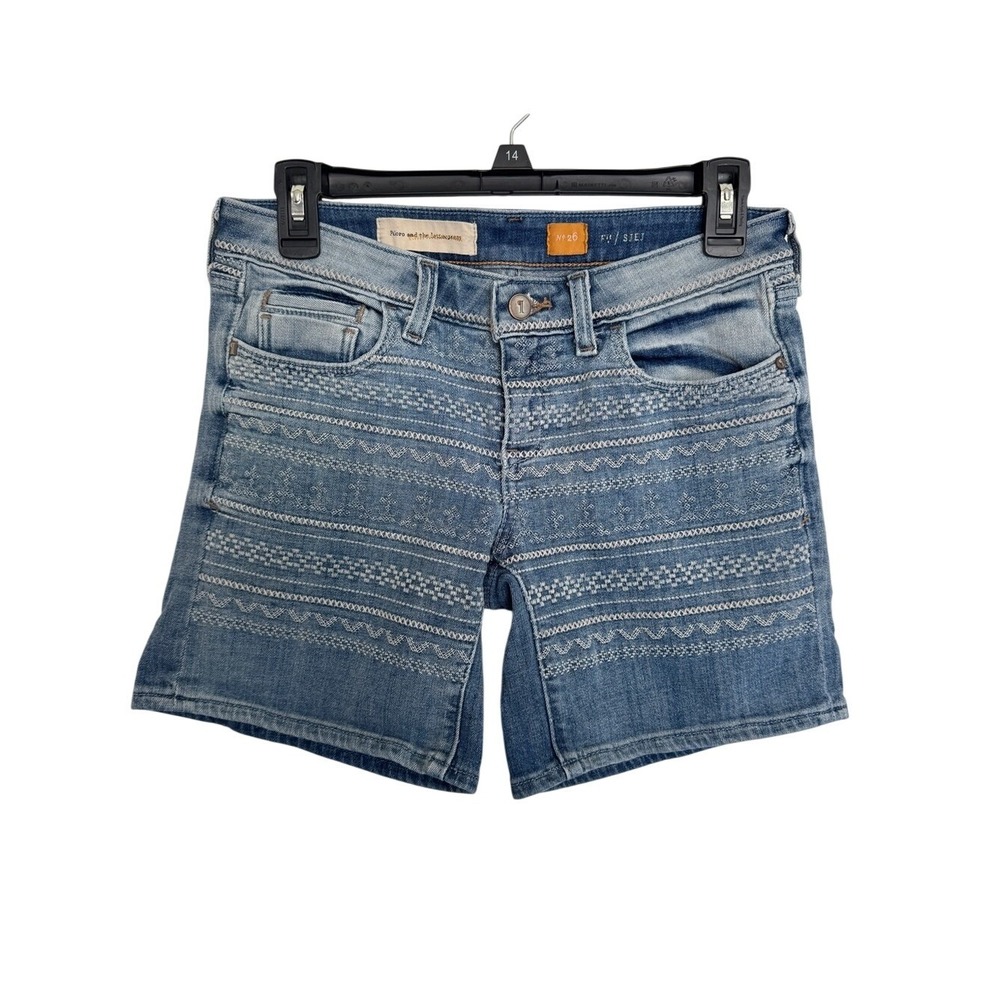 Anthropologie Pilcro and‎ the Letterpress Size 26 Embroidered Jean Shorts